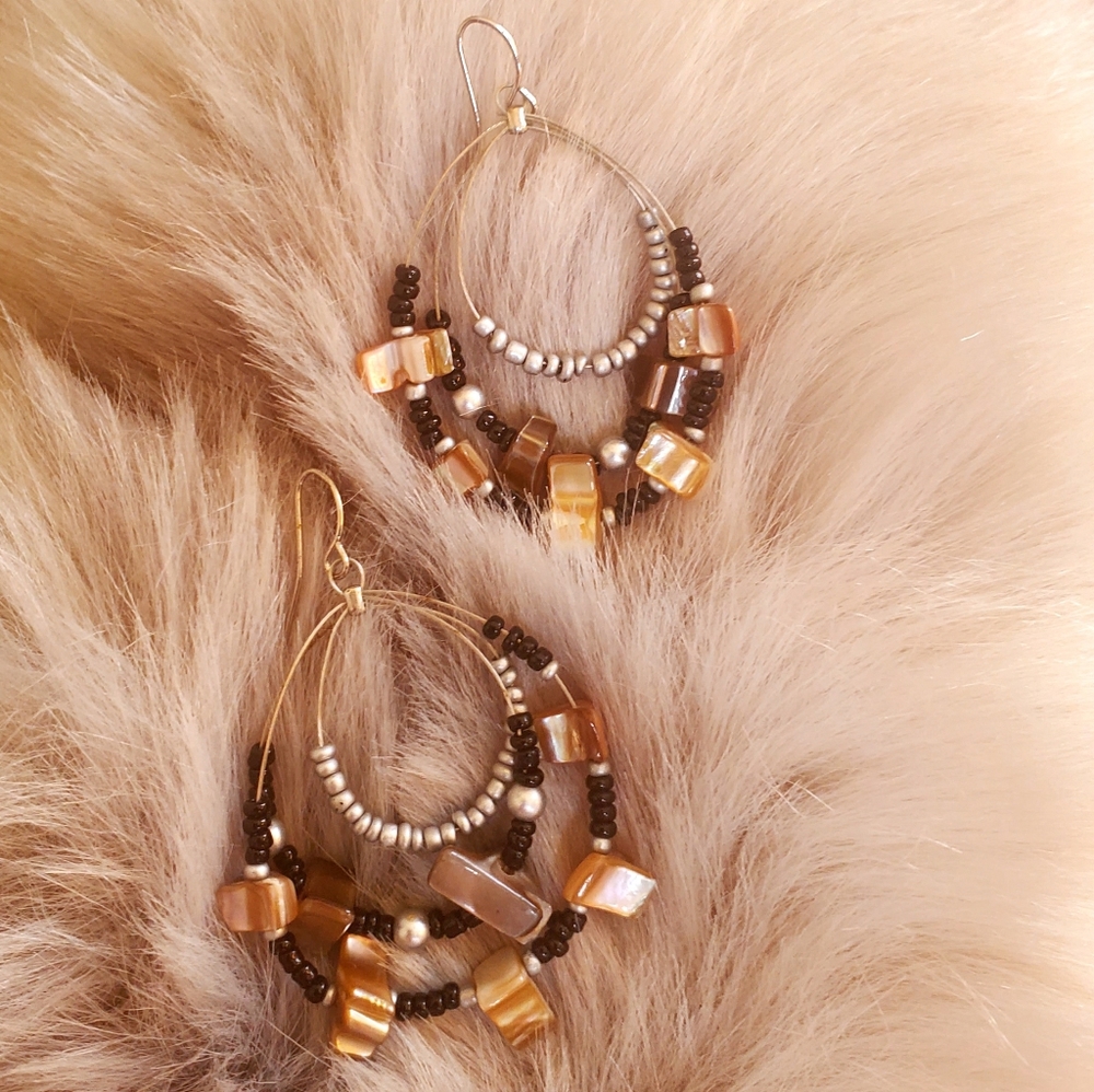 Sheen Stone Beaded Earings - Hook back (NWOT)